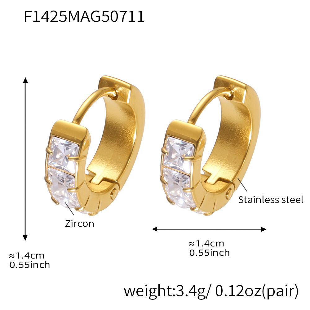 1 Pair Shinning Stainless Steel Waterproof Gold Color Women's Hoop Earrings h5Picture2