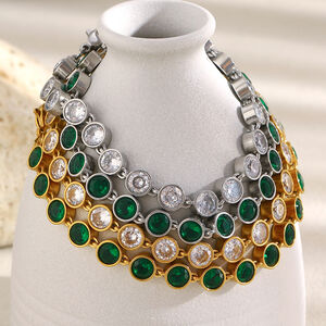 Braccialetti da donna con catena classica in acciaio inossidabile e zirconi impermeabili, 1 pezzo h5 Immagine2