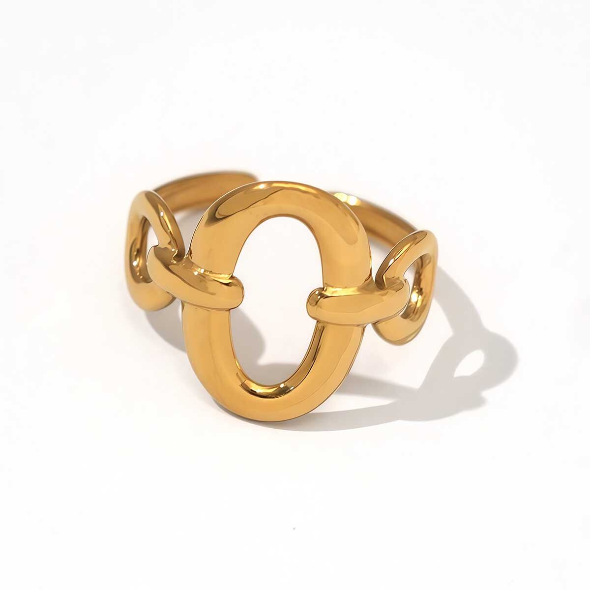 1 Piece Simple Rectangle Stainless Steel Waterproof  Gold Color Women's Statement Rings h5 