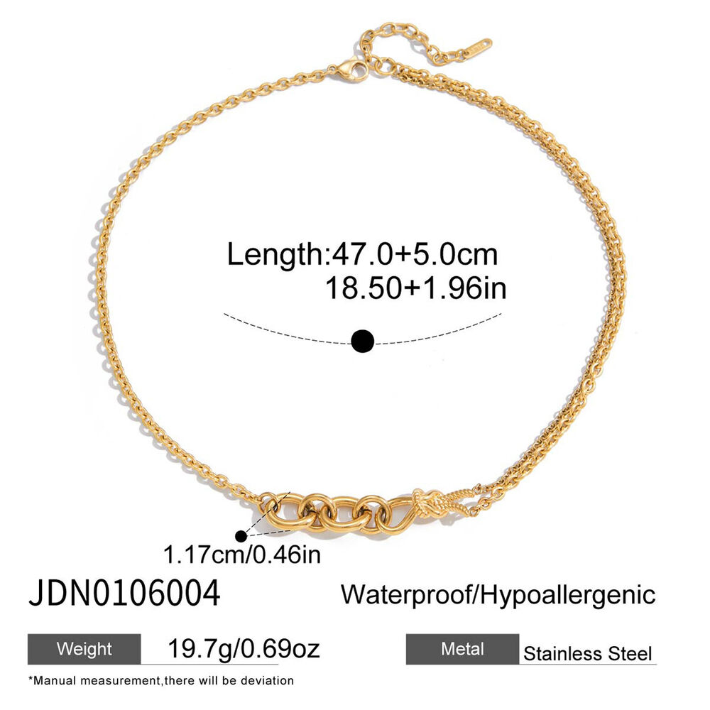1 Piece Classic Twist Circle Stainless Steel Waterproof Gold Color Women's Chain Necklaces Picture2