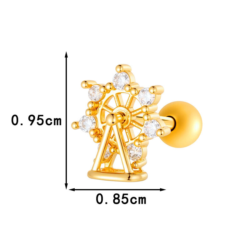 1 Stück Schleife Knoten Kupfer Gold Farbe Zirkon Piercing Ohrring h5 Bild2