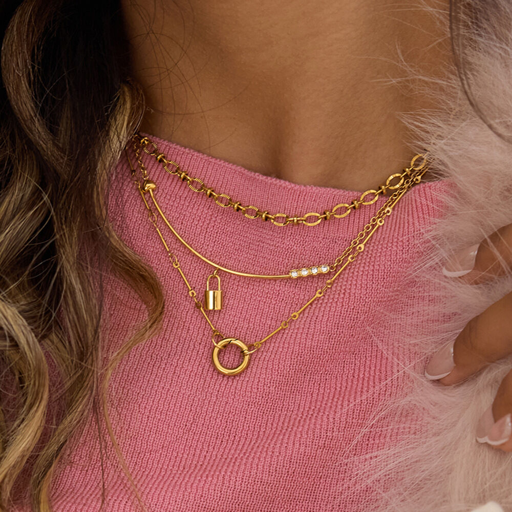 1 Piece Classic Lock Stainless Steel Waterproof Gold Color Women's Pendant Necklaces Picture3
