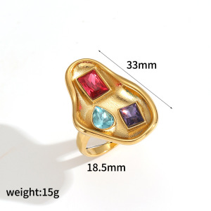 1 Piece Polychrome Series Geometric Women's Gemstone Rings h5 Picture2