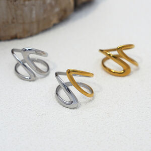 1 stuk Retro onregelmatige vorm roestvrij staal goudkleurige dames statement ringen h5 Afbeelding6