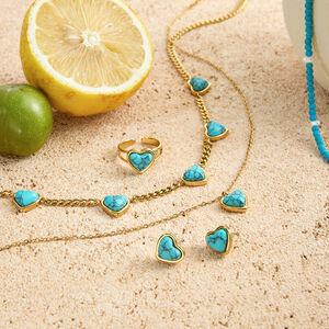 Classic Calaite Heart Stainless Steel Waterproof Women's Jewelry Sets h5 Picture5