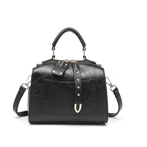 1 Stück schicke einfarbige PU-Boston-Handtaschen für Damen h5