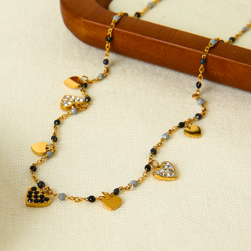 1 collar con colgante romántico de corazón dulce de acero inoxidable resistente al agua para mujer Imagen5