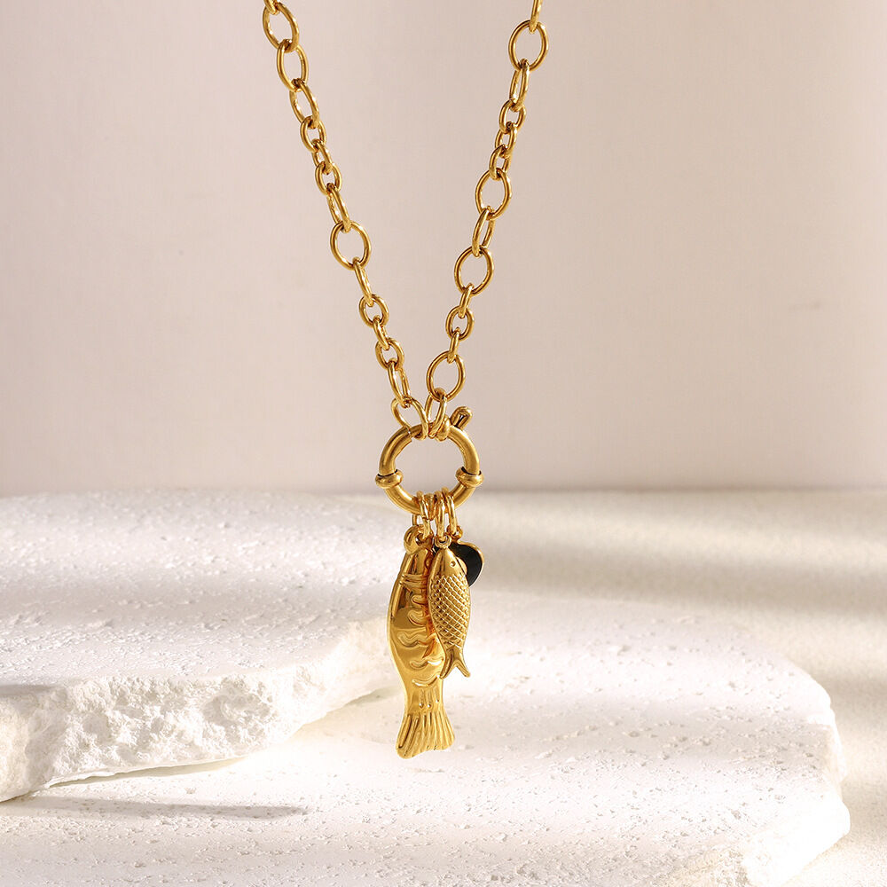 1 Stück Sommerfisch-Anhänger aus Edelstahl, wasserdicht, goldfarben, Damenkette Bild4
