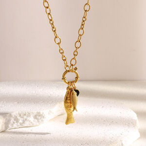 1 Stück Sommerfisch-Anhänger aus Edelstahl, wasserdicht, goldfarben, Damenkette h5 Bild4