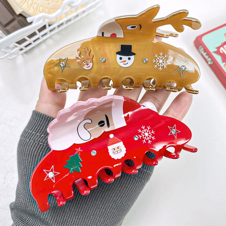 1 stuk Cuat Kerstmis Sneeuwpop Patroon Cadeau PVC Dames Haarklauwen h5 Afbeelding4