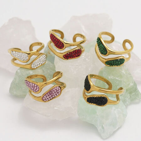 1 Piece Simple Irregular Shape Stainless Steel Waterproof Gold Color Statement Rings