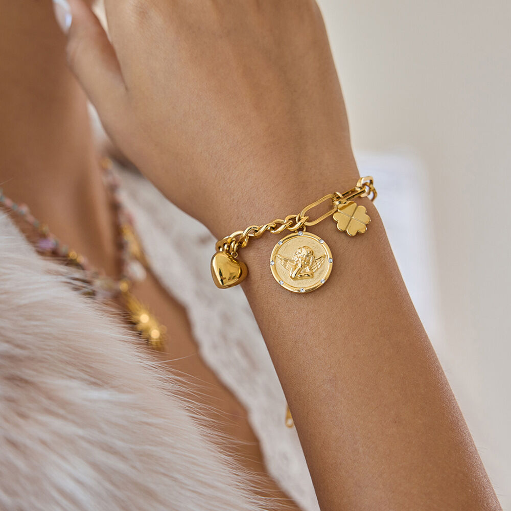 1 Stück Dazzling Angel Edelstahl wasserdicht goldfarbenes Damen-Charm-Armband h5 Bild9