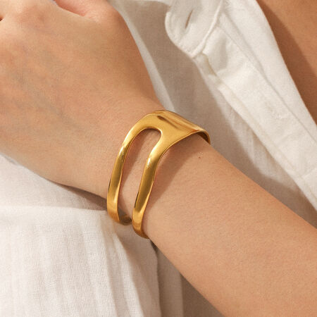 1 Piece Irregular Shape Hollowed-out Stainless Steel Waterproof Women's Bangles