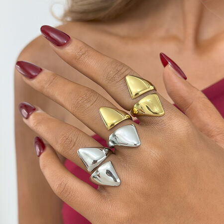 1 Piece Daily Irregular Shape Stainless Steel Waterproof Woemn's Statement Rings