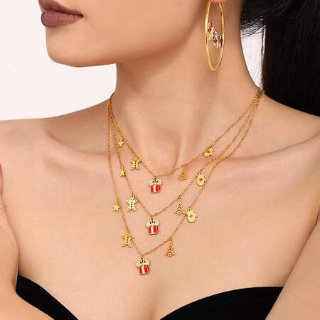 1 Piece Christmas Gift Stainless Steel Waterproof Zircon Women's Pendant Necklaces