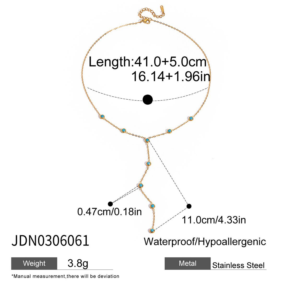 1 Piece Minimalist Circle Stainless Steel Waterproof Gold Color Natural Stone Women's Pendant Necklaces h5 Picture2