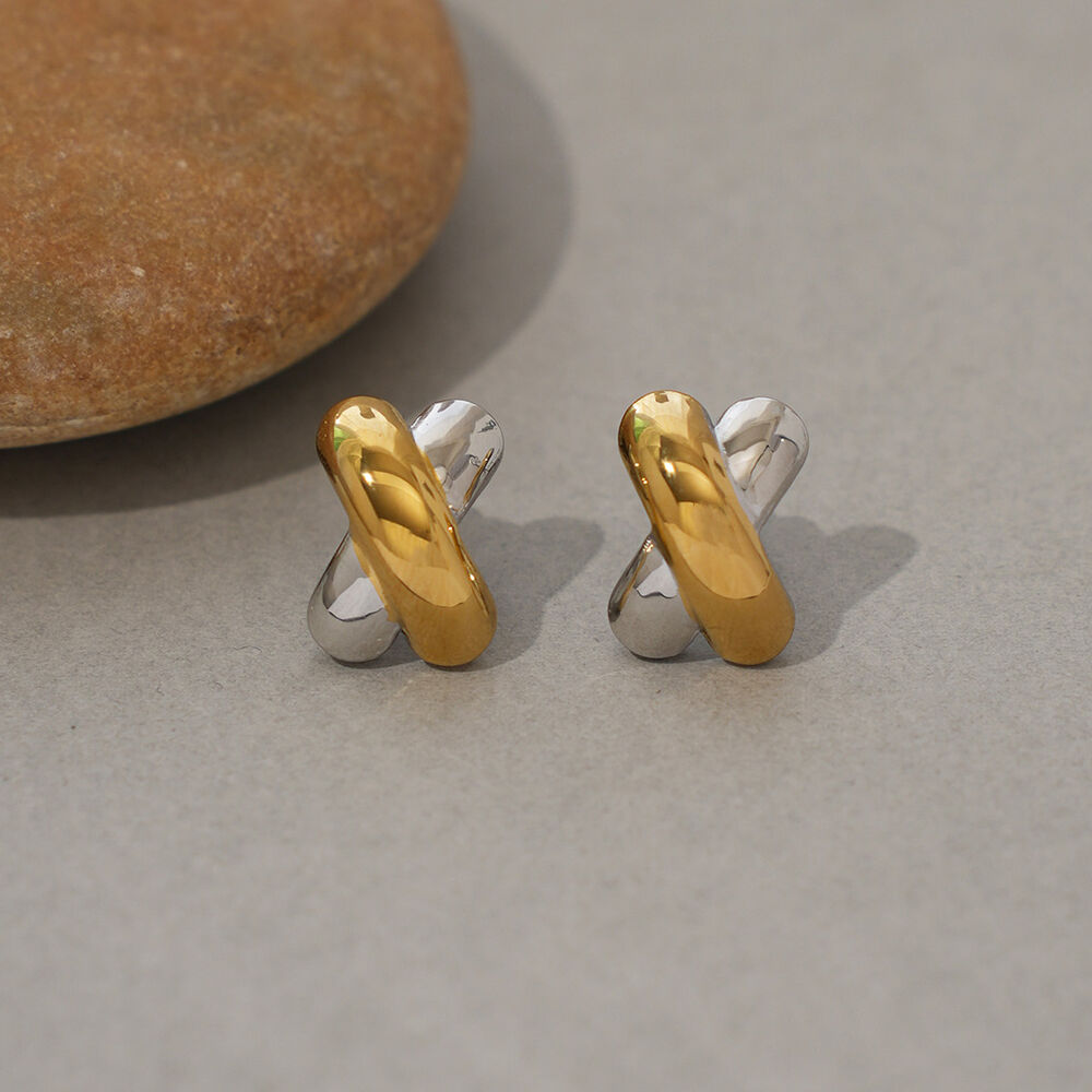 1 Piece Simple Series Daily Patchwork Stainless Steel Waterproof Gold Color Women's Stud Earrings h5Picture6