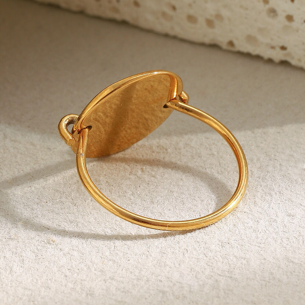1 Piece Daily Good Vibes Stainless Steel Waterproof Gold Color Statement Rings h5 Picture3