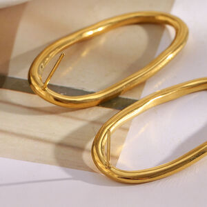 1 Pair Simple Oval Stainless Steel Waterproof Gold Color Women's Stud Earrings h5 Picture4