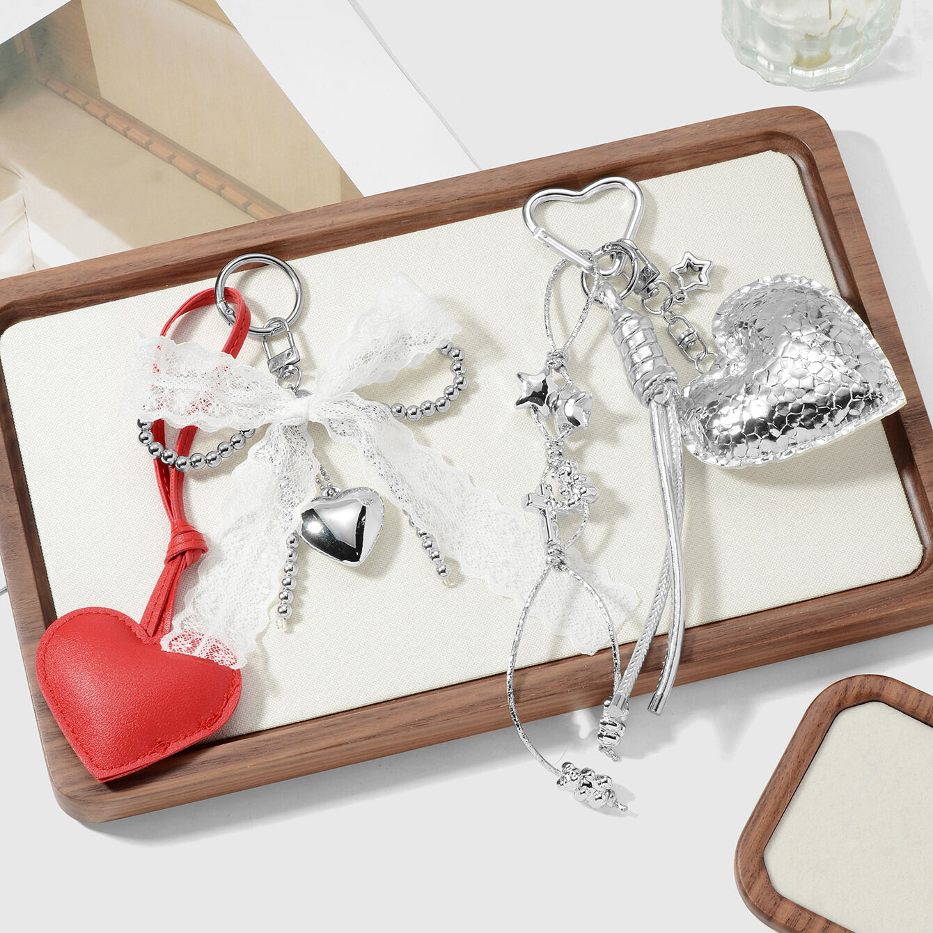 1 Piece Leather Heart Bag Charm