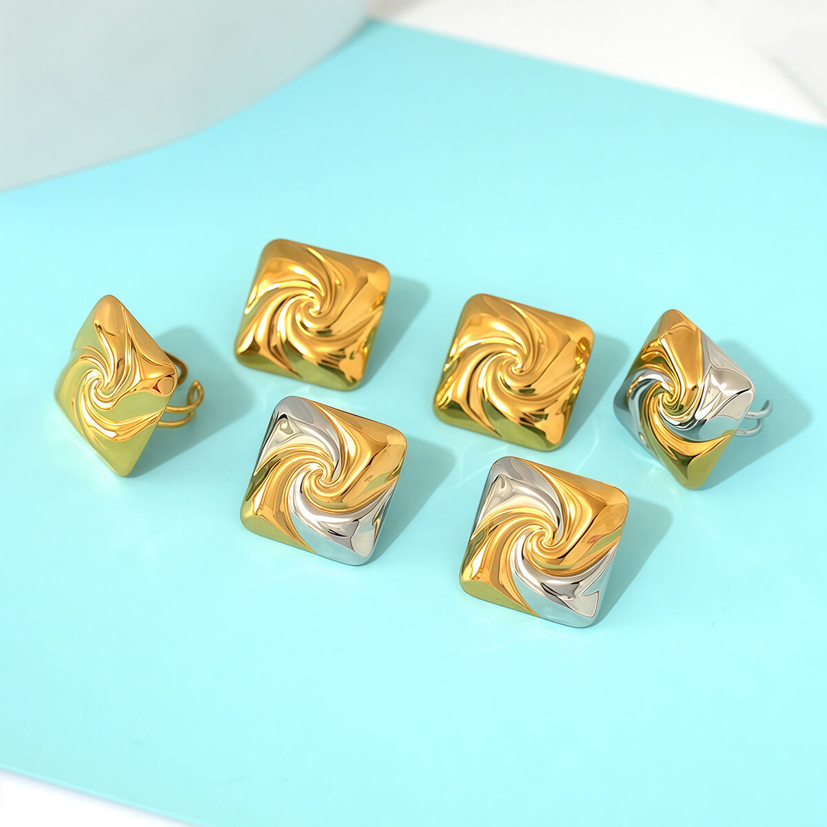 1 Pair Simple Thread Stainless Steel Waterproof Gold Color Women‘s Stud Earrings Picture4