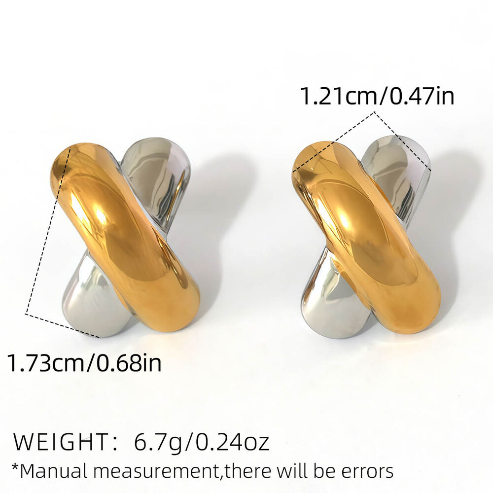 1 Piece Simple Series Daily Patchwork Stainless Steel Waterproof Gold Color Women's Stud Earrings h5Picture2