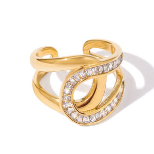 1 Stück Daily Twist Edelstahl wasserdichter Statement-Ring in Goldfarbe h5