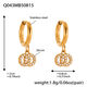 Q043-Golden Double Ring Zircon Earrings Picture5