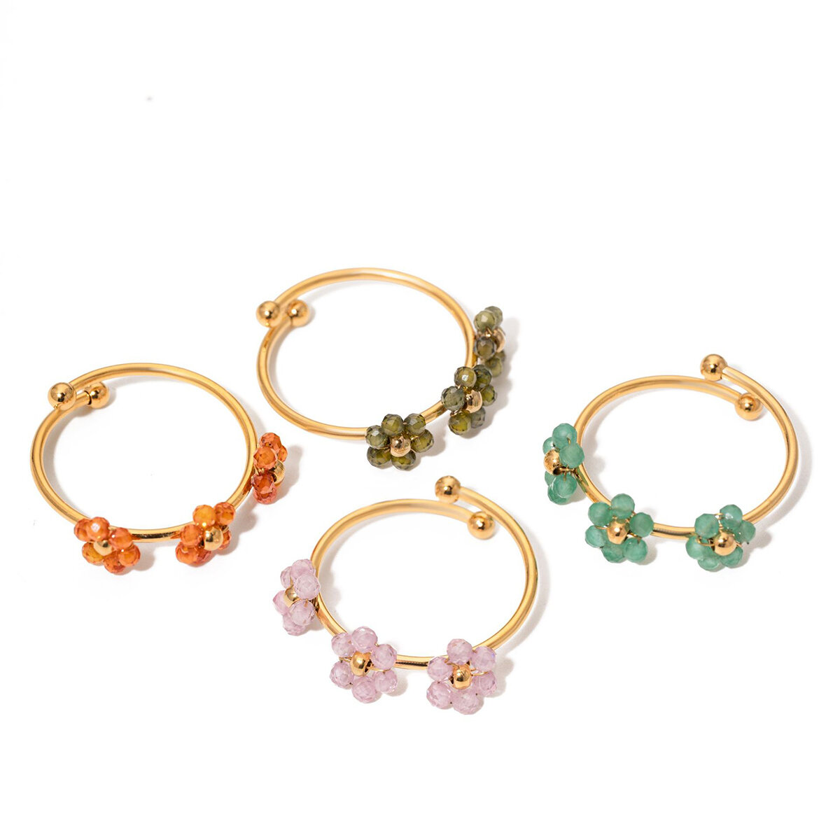 1 Piece  Simple Flower Stainless Steel Waterproof  Gold Color Women's Statement Rings h5 Picture3