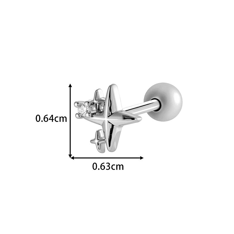 1 Piece Heart Butterfly Copper Gold Color Zircon Piercing Earring Picture2