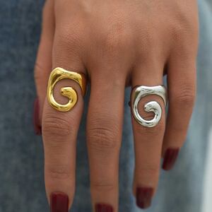 1 Piece Simple Irregular Shape Stainless Steel Waterproof Women's Statement Rings h5 Picture5