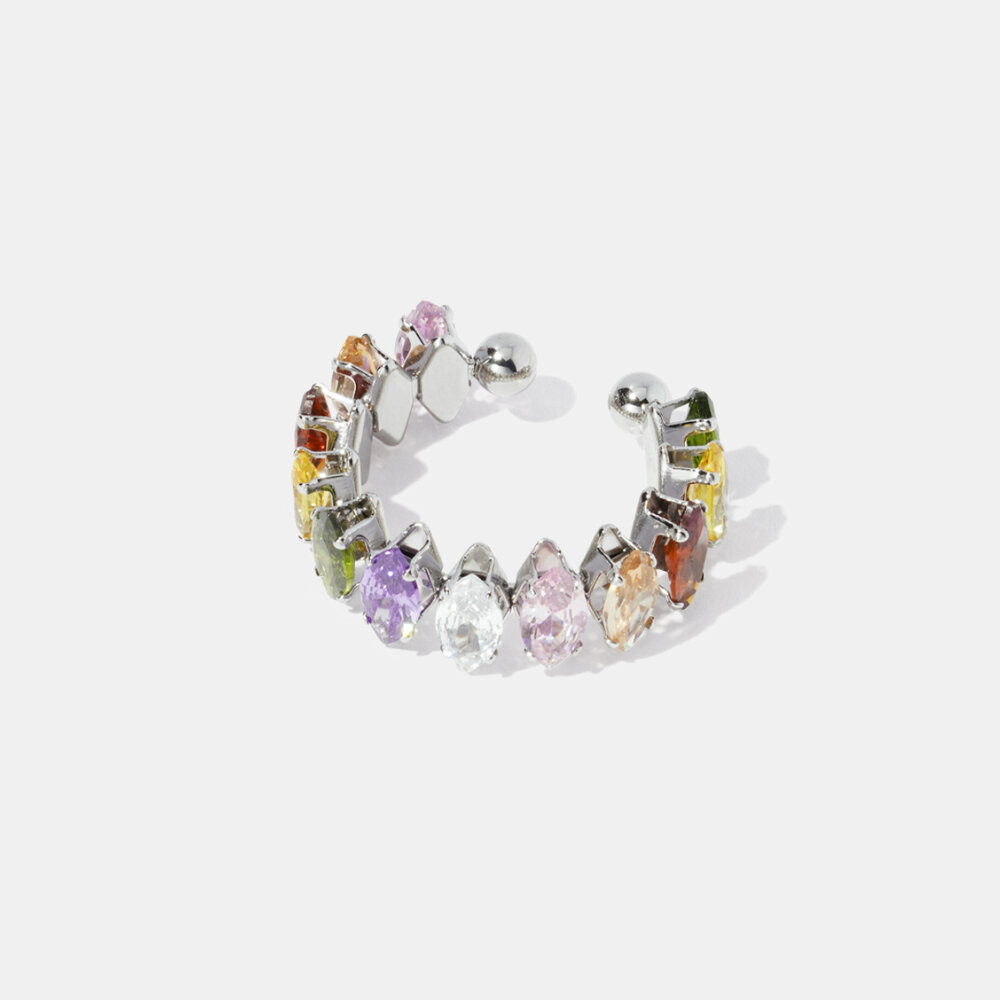 Bague luxueuse ronde en acier inoxydable étanche avec pierre précieuse h5Image3