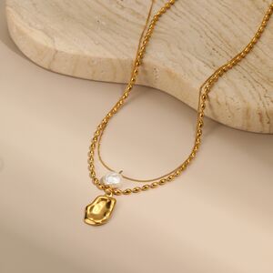 1 Piece Simple Elegant Irregular Shape Stainless Steel Waterproof Women's Layered Necklaces h5 Picture3