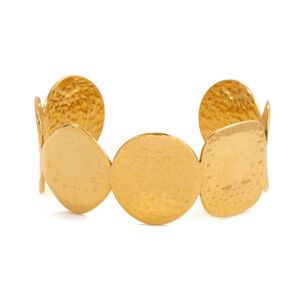 1 Piece Classic Circle Hammer Pattern Stainless Steel Waterproof Gold Color Women's Cuff Bracelets h5