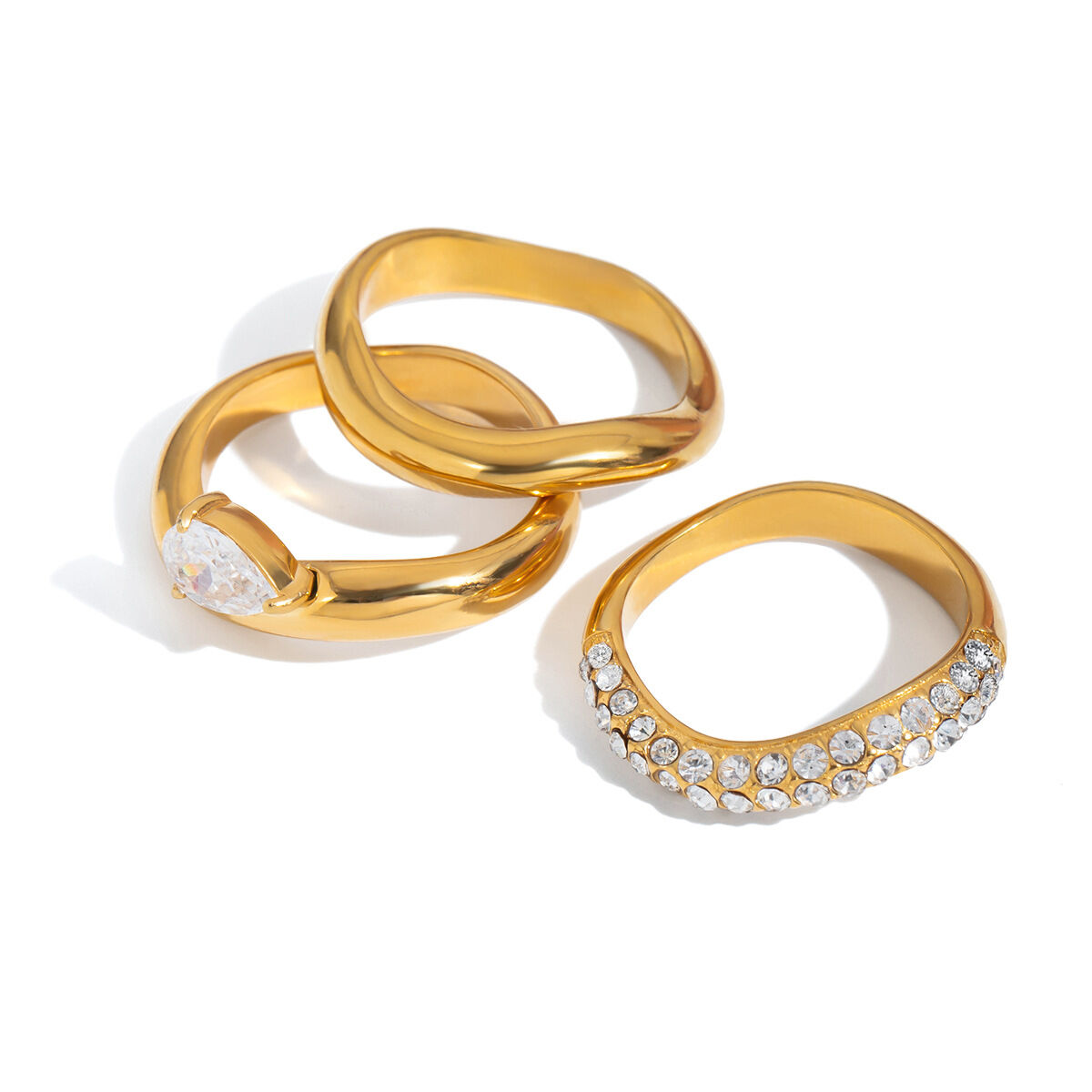 1 Piece Classic Irregular Shape Stainless Steel Waterproof Gold Color Minimalist Rings Picture8