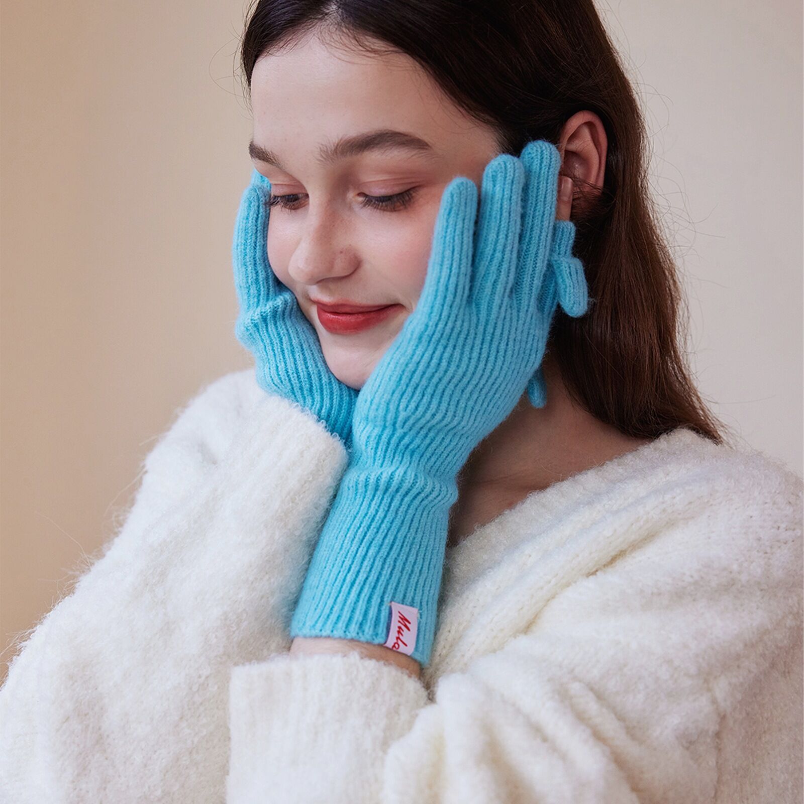 1 Pair Portable Solid Color Polyester Women's Gloves 2