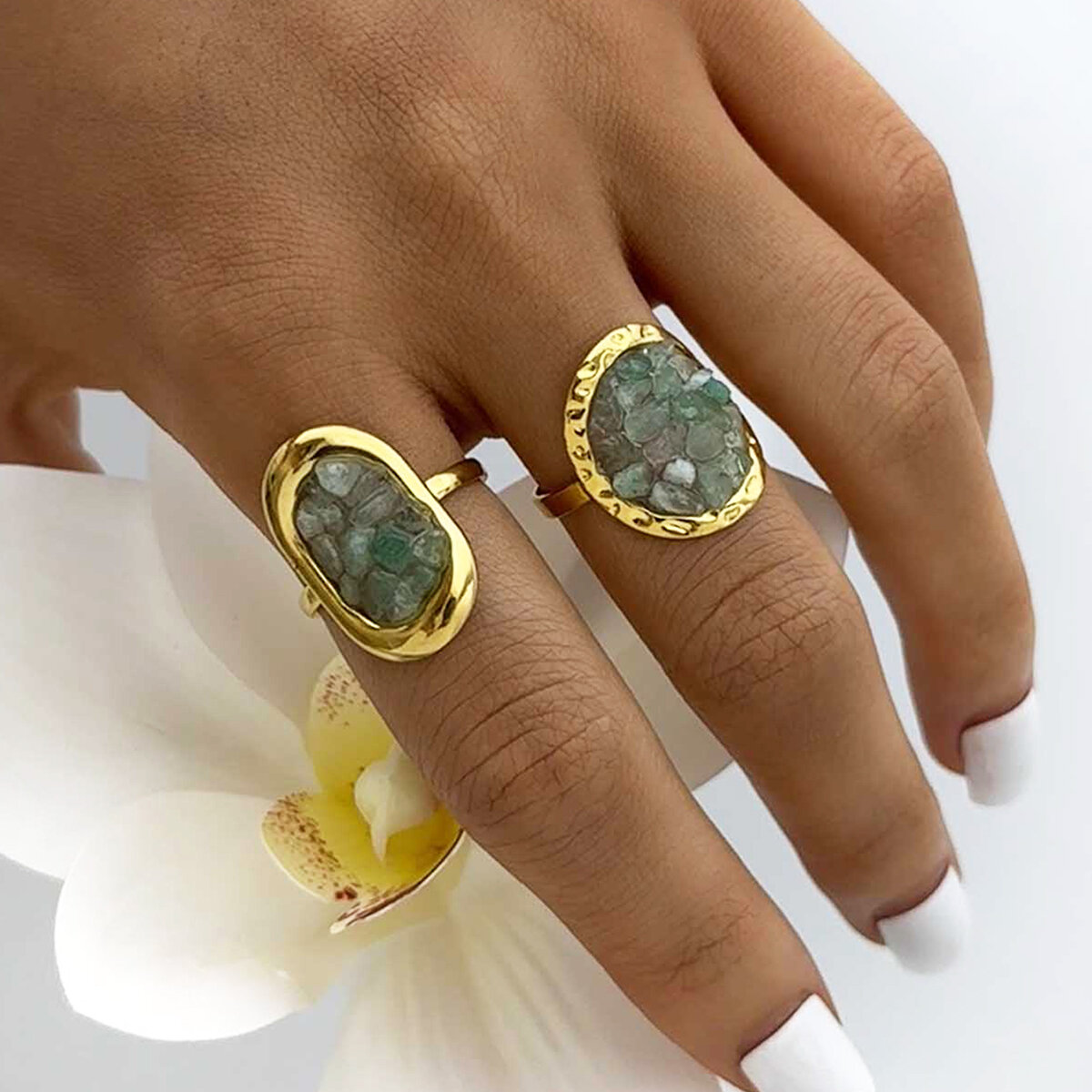 1 Piece  Retro Irregular Shape Stainless Steel Waterproof  Gold Color  Statement Rings