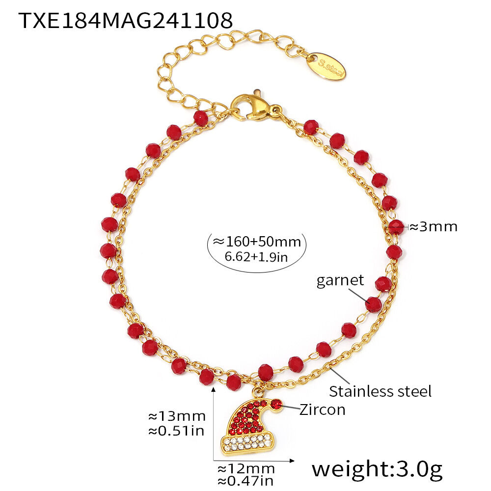 Txe184-Gold Double-Layer Santa Hat Bracelet Picture2