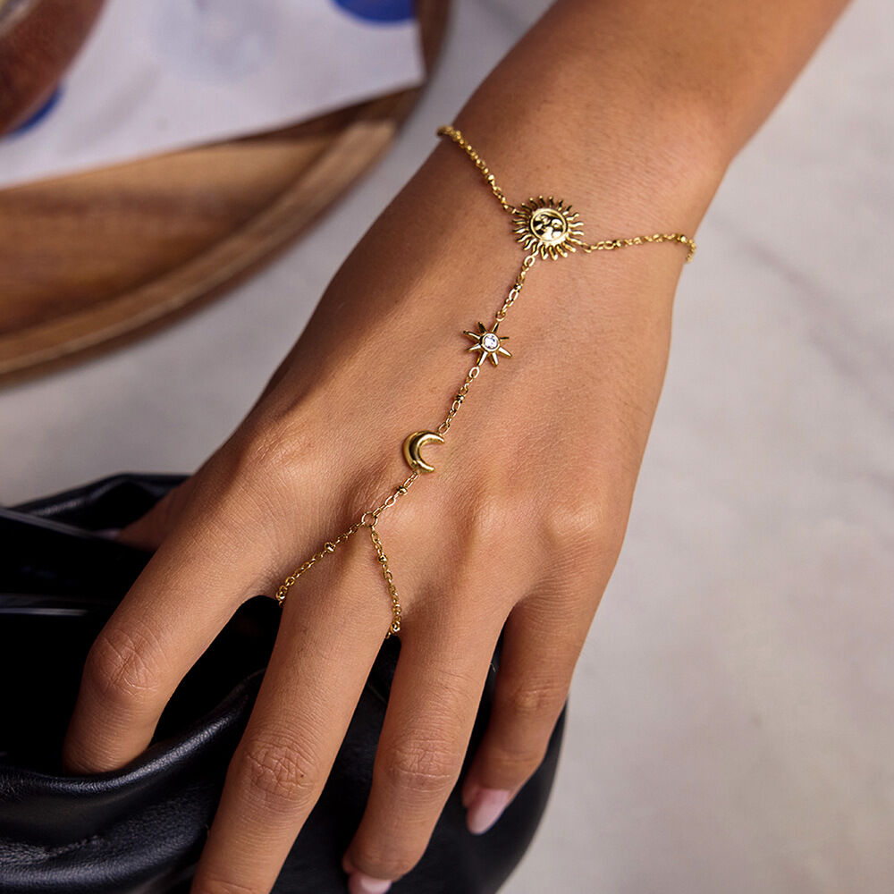 1 Stück klassisches Sonnen- und Mond-Armband aus Edelstahl, wasserdicht, goldfarben, für Damen Bild4