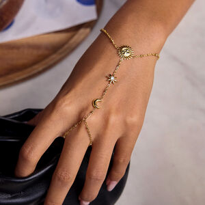 1 Stück klassisches Sonnen- und Mond-Armband aus Edelstahl, wasserdicht, goldfarben, für Damen h5 Bild4