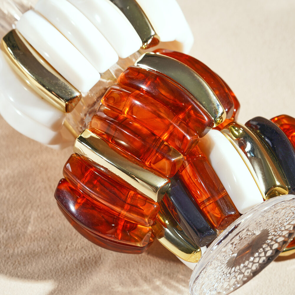 Braccialetti da donna in acrilico con perline rettangolari miste in stile retrò, 1 pezzo h5Immagine5