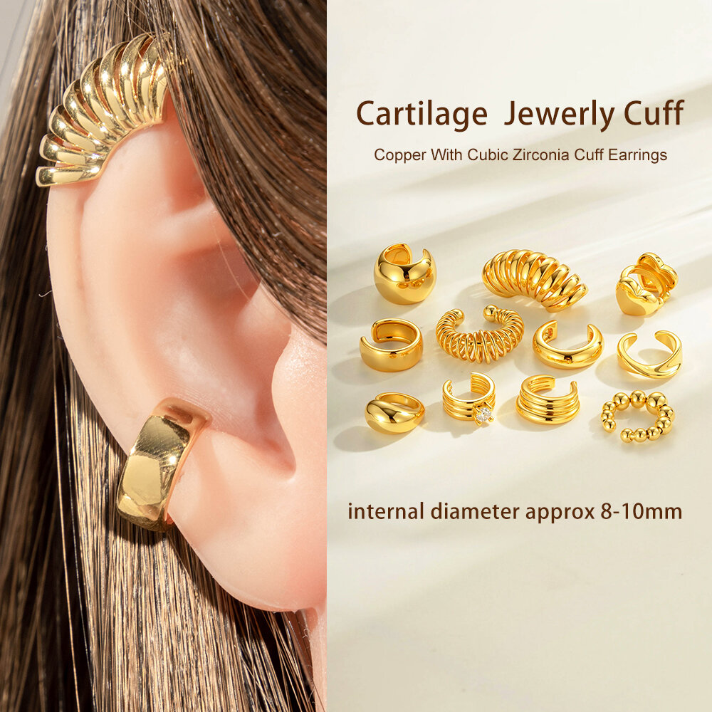 1 Piece Copper Gold Color Zircon Ear Cuffs h5Picture4