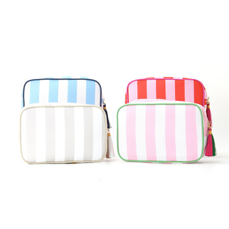 1 Piece Simple Series Casual Strip Canvas Women's Makeup Bags 2