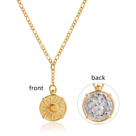 Set di gioielli da donna classici in acciaio inossidabile impermeabile color oro con sole a due lati