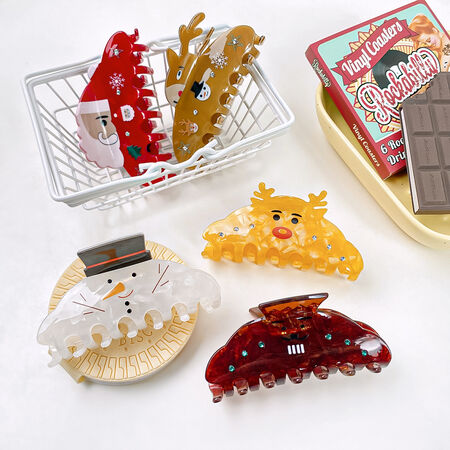1 Piece Cuat Christmas Snowman Pattern Gift PVC Women's Hair Claws