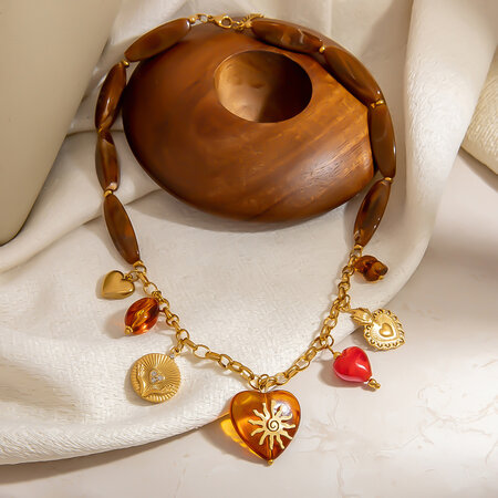 1 Piece Romantic Series Classic Heart Stainless Steel Waterproof Women's Pendant Necklaces