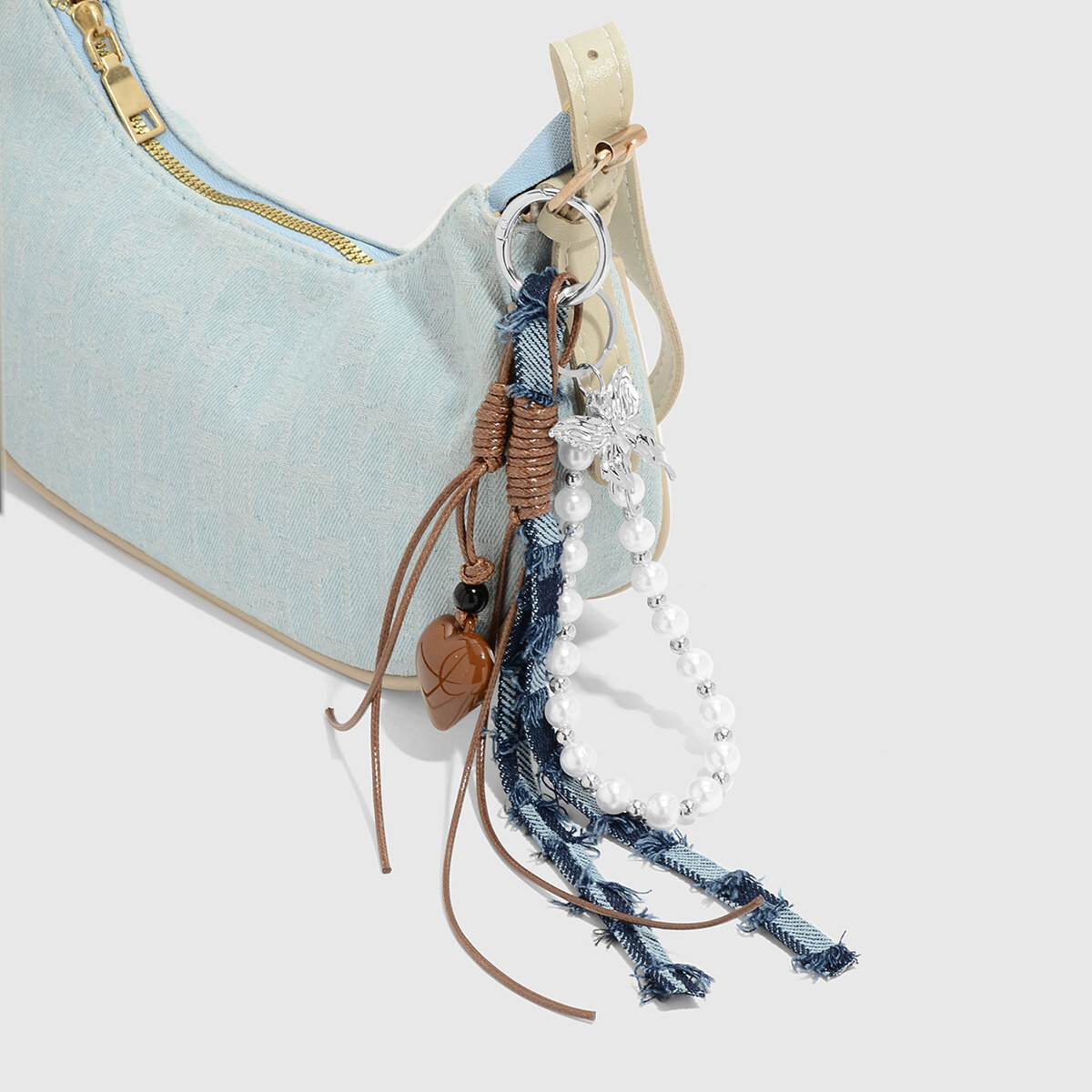 1 Piece Heart Beads Chain Bag Charm 2
