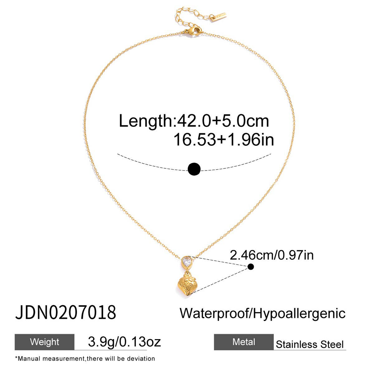 1 Piece Sweet Droplet Strawberry Stainless Steel Waterproof Gold Color Women's Pendant Necklaces Picture2