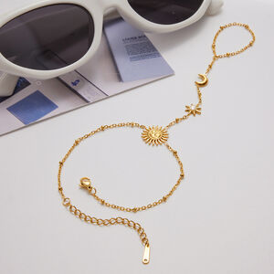 1 Stück klassisches Sonnen- und Mond-Armband aus Edelstahl, wasserdicht, goldfarben, für Damen h5 Bild3