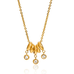 1 Stück luxuriöse, runde, wasserdichte Damen-Anhänger-Halskette aus Edelstahl in Goldfarbe h5 Bild6